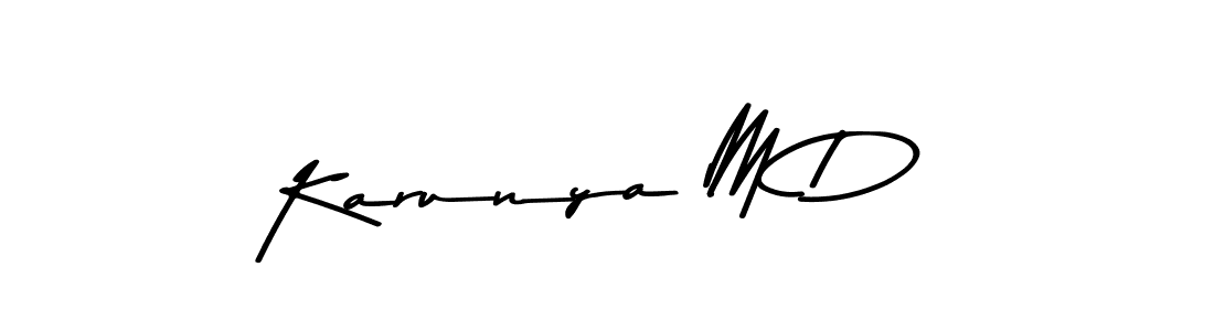 Make a beautiful signature design for name Karunya M D. With this signature (Asem Kandis PERSONAL USE) style, you can create a handwritten signature for free. Karunya M D signature style 9 images and pictures png
