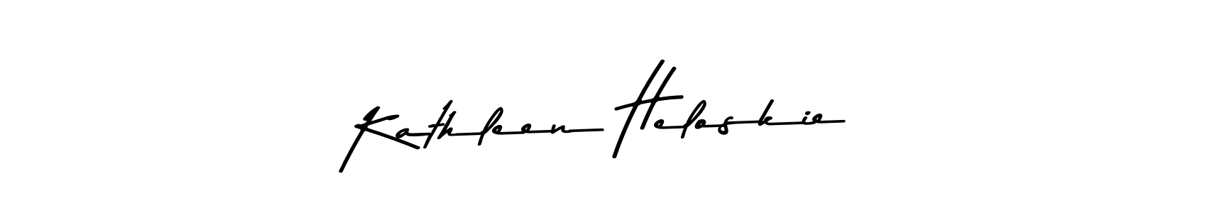 How to make Kathleen Heloskie name signature. Use Asem Kandis PERSONAL USE style for creating short signs online. This is the latest handwritten sign. Kathleen Heloskie signature style 9 images and pictures png