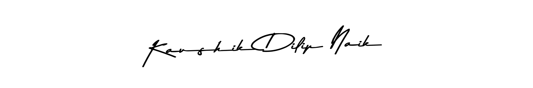 How to make Kaushik Dilip Naik name signature. Use Asem Kandis PERSONAL USE style for creating short signs online. This is the latest handwritten sign. Kaushik Dilip Naik signature style 9 images and pictures png