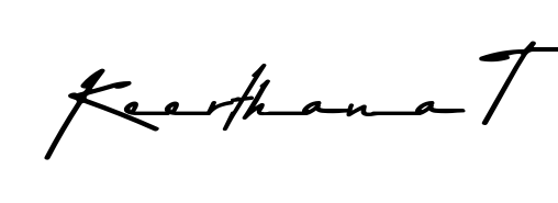 Give your name Keerthana T an exquisite flair with the Asem Kandis PERSONAL USE script font. Ideal for contracts, resumes, and formal letterheads. Keerthana T signature style 9 images and pictures png