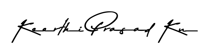 The Asem Kandis PERSONAL USE typeface gives name Keerthi Prasad Kn a refined look. Suitable for certificates, diplomas, and official verification. Keerthi Prasad Kn signature style 9 images and pictures png