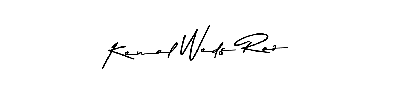 This is the best signature style for the Kenal Weds Roz name. Also you like these signature font (Asem Kandis PERSONAL USE). Mix name signature. Kenal Weds Roz signature style 9 images and pictures png