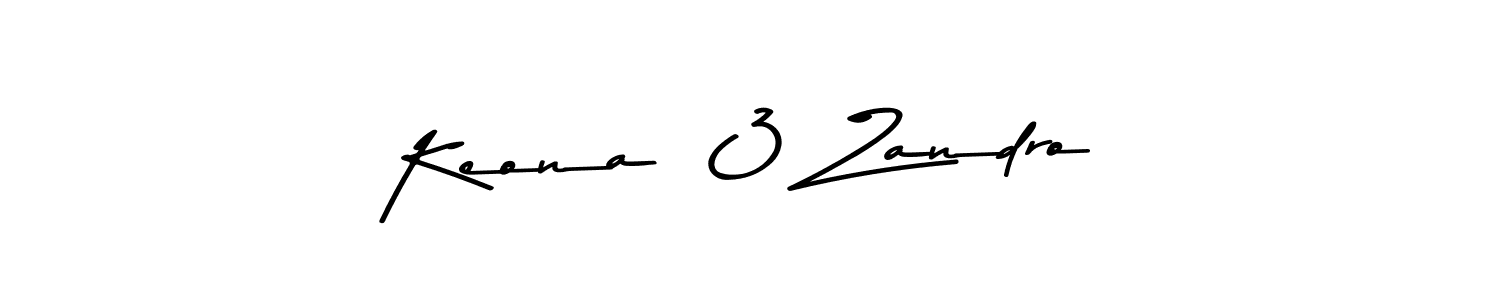 How to make Keona <3 Zandro name signature. Use Asem Kandis PERSONAL USE style for creating short signs online. This is the latest handwritten sign. Keona <3 Zandro signature style 9 images and pictures png