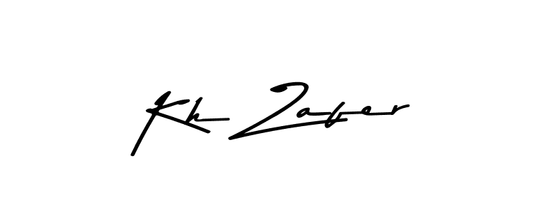 How to make Kh Zafer name signature. Use Asem Kandis PERSONAL USE style for creating short signs online. This is the latest handwritten sign. Kh Zafer signature style 9 images and pictures png