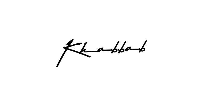 if you are searching for the best signature style for your name Khabbab. so please give up your signature search. here we have designed multiple signature styles  using Asem Kandis PERSONAL USE. Khabbab signature style 9 images and pictures png