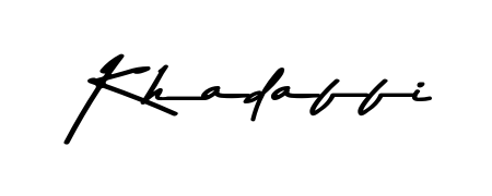 Create a personalized artistic stamp with Khadaffi in Asem Kandis PERSONAL USE font. Perfect for visual artists, designers, and influencers. Khadaffi signature style 9 images and pictures png