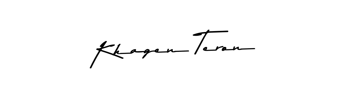 How to make Khagen Teron name signature. Use Asem Kandis PERSONAL USE style for creating short signs online. This is the latest handwritten sign. Khagen Teron signature style 9 images and pictures png