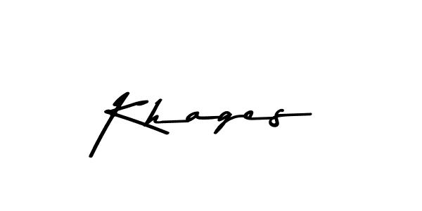 Make a beautiful signature design for name Khages. With this signature (Asem Kandis PERSONAL USE) style, you can create a handwritten signature for free. Khages signature style 9 images and pictures png
