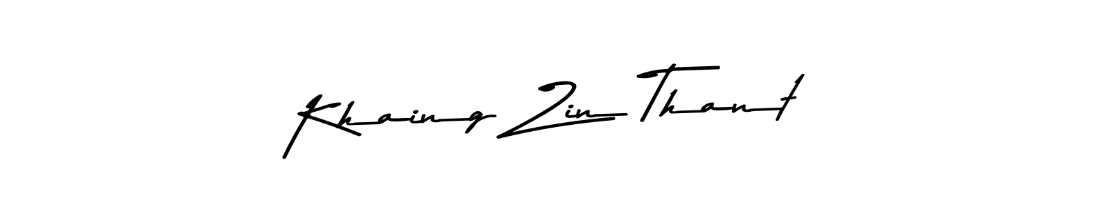 How to make Khaing Zin Thant name signature. Use Asem Kandis PERSONAL USE style for creating short signs online. This is the latest handwritten sign. Khaing Zin Thant signature style 9 images and pictures png