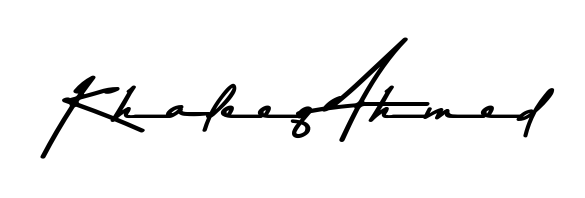 Generate high-definition signature styles for Khaleeq Ahmed. The Asem Kandis PERSONAL USE typeface ensures crisp legibility and sophisticated design. Khaleeq Ahmed signature style 9 images and pictures png