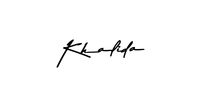 How to make Khalida name signature. Use Asem Kandis PERSONAL USE style for creating short signs online. This is the latest handwritten sign. Khalida signature style 9 images and pictures png