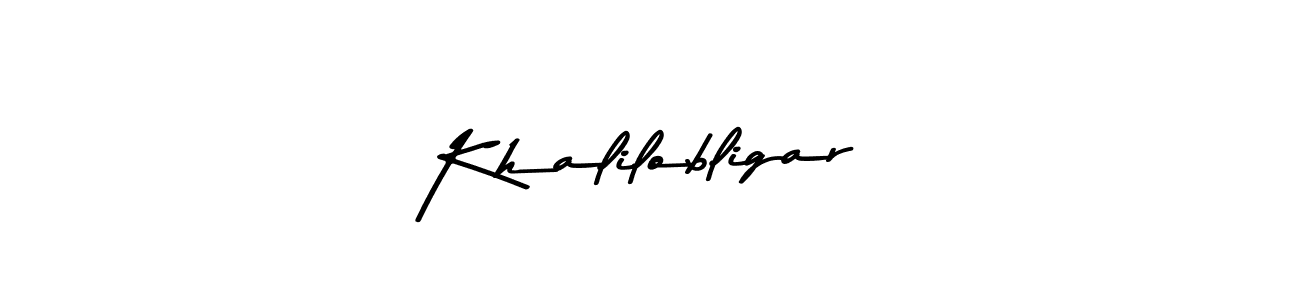 Create a beautiful signature design for name Khalilobligar. With this signature (Asem Kandis PERSONAL USE) fonts, you can make a handwritten signature for free. Khalilobligar signature style 9 images and pictures png