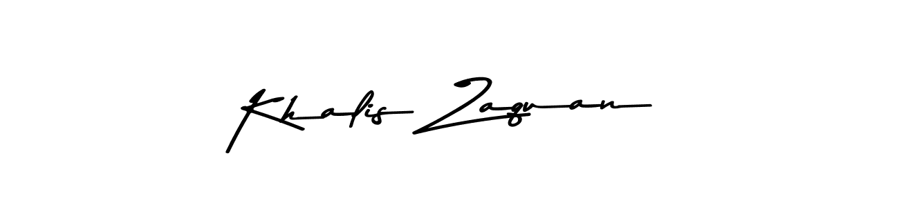 How to make Khalis Zaquan name signature. Use Asem Kandis PERSONAL USE style for creating short signs online. This is the latest handwritten sign. Khalis Zaquan signature style 9 images and pictures png