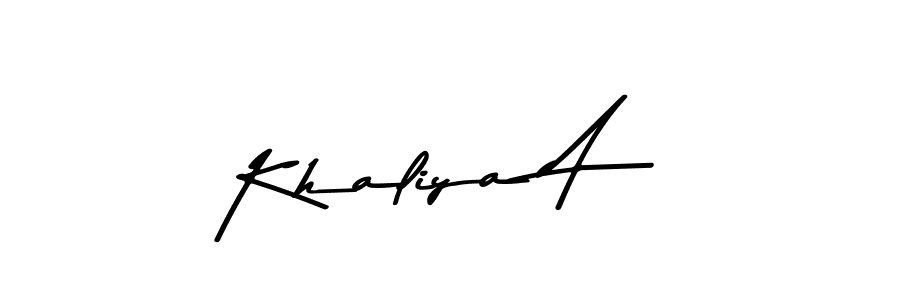 Create a beautiful signature design for name Khaliya A. With this signature (Asem Kandis PERSONAL USE) fonts, you can make a handwritten signature for free. Khaliya A signature style 9 images and pictures png