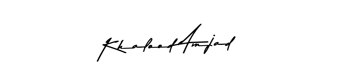 You should practise on your own different ways (Asem Kandis PERSONAL USE) to write your name (Khalood Amjad) in signature. don't let someone else do it for you. Khalood Amjad signature style 9 images and pictures png