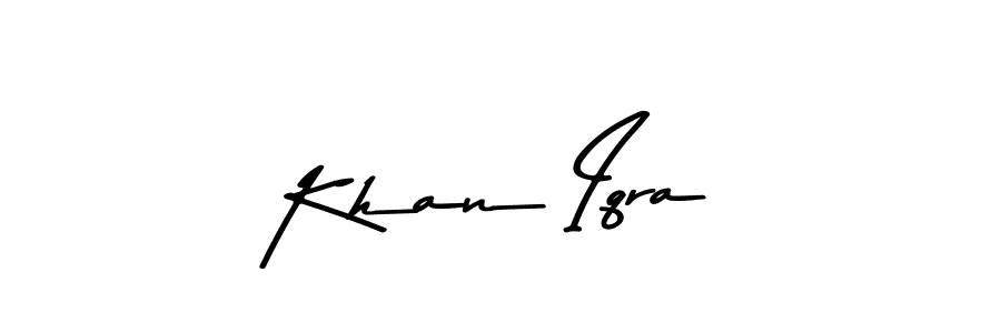 How to make Khan Iqra name signature. Use Asem Kandis PERSONAL USE style for creating short signs online. This is the latest handwritten sign. Khan Iqra signature style 9 images and pictures png