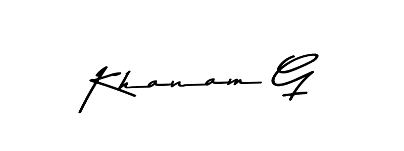 How to make Khanam G name signature. Use Asem Kandis PERSONAL USE style for creating short signs online. This is the latest handwritten sign. Khanam G signature style 9 images and pictures png