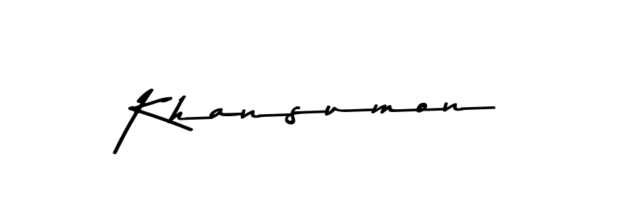 Create a beautiful signature design for name Khansumon. With this signature (Asem Kandis PERSONAL USE) fonts, you can make a handwritten signature for free. Khansumon signature style 9 images and pictures png