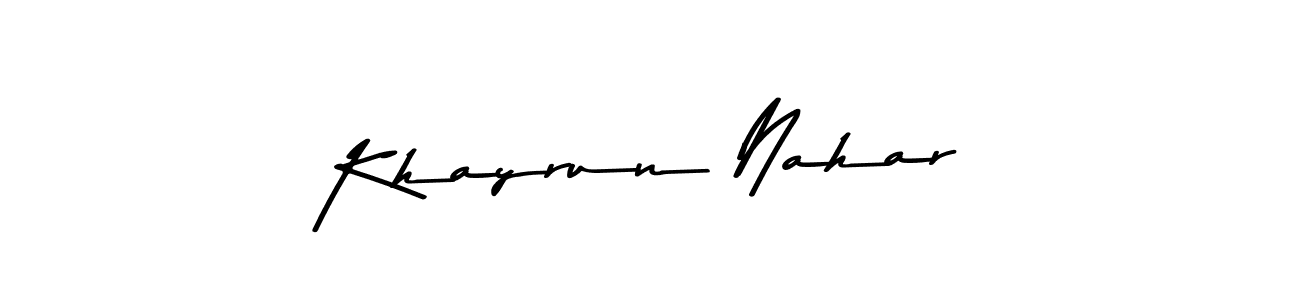 Make a beautiful signature design for name Khayrun Nahar. With this signature (Asem Kandis PERSONAL USE) style, you can create a handwritten signature for free. Khayrun Nahar signature style 9 images and pictures png