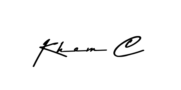 How to make Khem C name signature. Use Asem Kandis PERSONAL USE style for creating short signs online. This is the latest handwritten sign. Khem C signature style 9 images and pictures png
