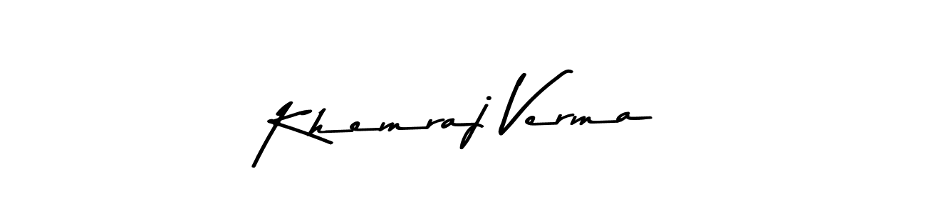 How to make Khemraj Verma name signature. Use Asem Kandis PERSONAL USE style for creating short signs online. This is the latest handwritten sign. Khemraj Verma signature style 9 images and pictures png