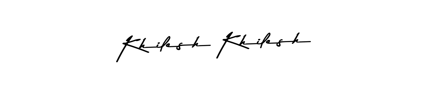 How to make Khilesh Khilesh name signature. Use Asem Kandis PERSONAL USE style for creating short signs online. This is the latest handwritten sign. Khilesh Khilesh signature style 9 images and pictures png