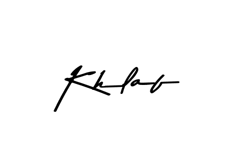 Use a signature maker to create a handwritten signature online. With this signature software, you can design (Asem Kandis PERSONAL USE) your own signature for name Khlaf. Khlaf signature style 9 images and pictures png