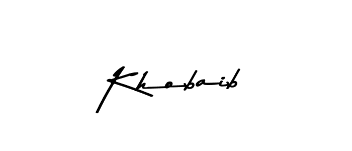 How to make Khobaib name signature. Use Asem Kandis PERSONAL USE style for creating short signs online. This is the latest handwritten sign. Khobaib signature style 9 images and pictures png