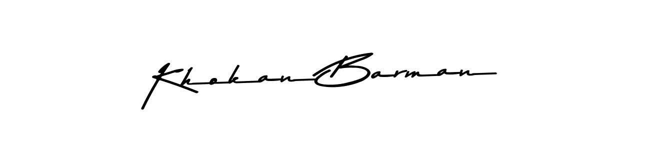 How to make Khokan Barman name signature. Use Asem Kandis PERSONAL USE style for creating short signs online. This is the latest handwritten sign. Khokan Barman signature style 9 images and pictures png