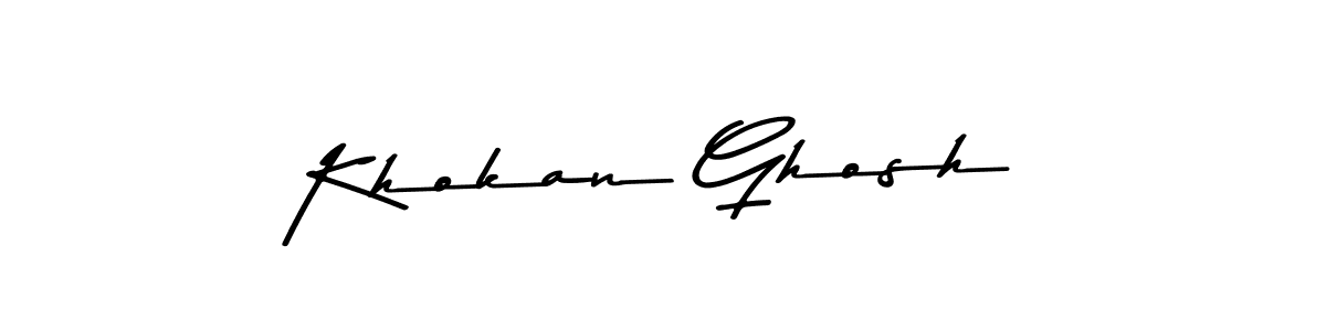 Create a beautiful signature design for name Khokan Ghosh. With this signature (Asem Kandis PERSONAL USE) fonts, you can make a handwritten signature for free. Khokan Ghosh signature style 9 images and pictures png