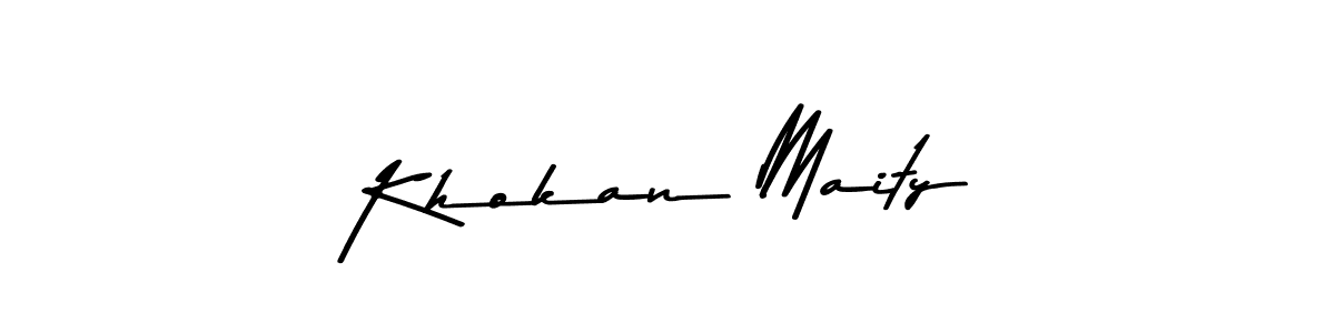 The best way (Asem Kandis PERSONAL USE) to make a short signature is to pick only two or three words in your name. The name Khokan Maity include a total of six letters. For converting this name. Khokan Maity signature style 9 images and pictures png