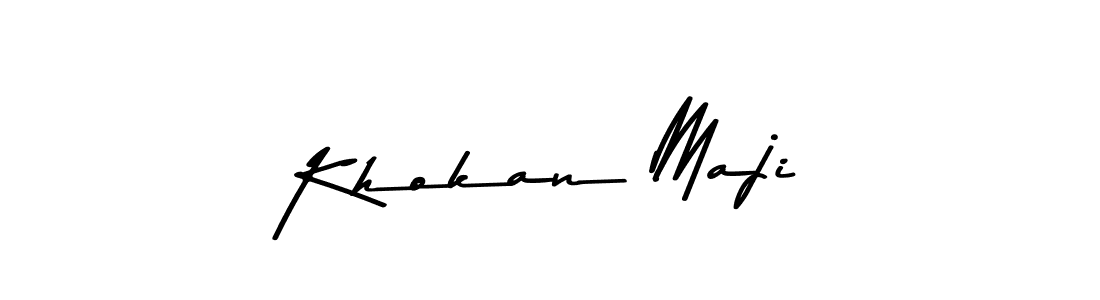 The best way (Asem Kandis PERSONAL USE) to make a short signature is to pick only two or three words in your name. The name Khokan Maji include a total of six letters. For converting this name. Khokan Maji signature style 9 images and pictures png