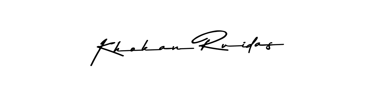 Make a beautiful signature design for name Khokan Ruidas. With this signature (Asem Kandis PERSONAL USE) style, you can create a handwritten signature for free. Khokan Ruidas signature style 9 images and pictures png