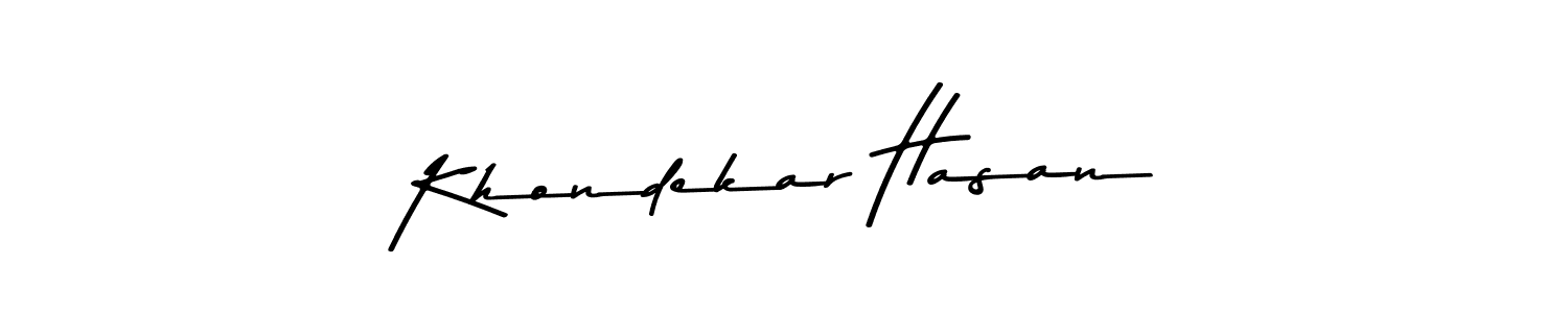 Make a beautiful signature design for name Khondekar Hasan. With this signature (Asem Kandis PERSONAL USE) style, you can create a handwritten signature for free. Khondekar Hasan signature style 9 images and pictures png