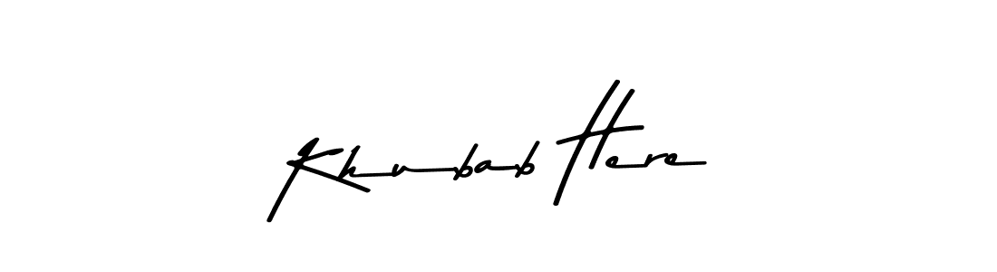 Use a signature maker to create a handwritten signature online. With this signature software, you can design (Asem Kandis PERSONAL USE) your own signature for name Khubab Here. Khubab Here signature style 9 images and pictures png