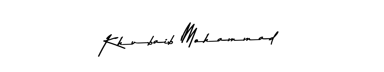 if you are searching for the best signature style for your name Khubaib Mohammad. so please give up your signature search. here we have designed multiple signature styles  using Asem Kandis PERSONAL USE. Khubaib Mohammad signature style 9 images and pictures png