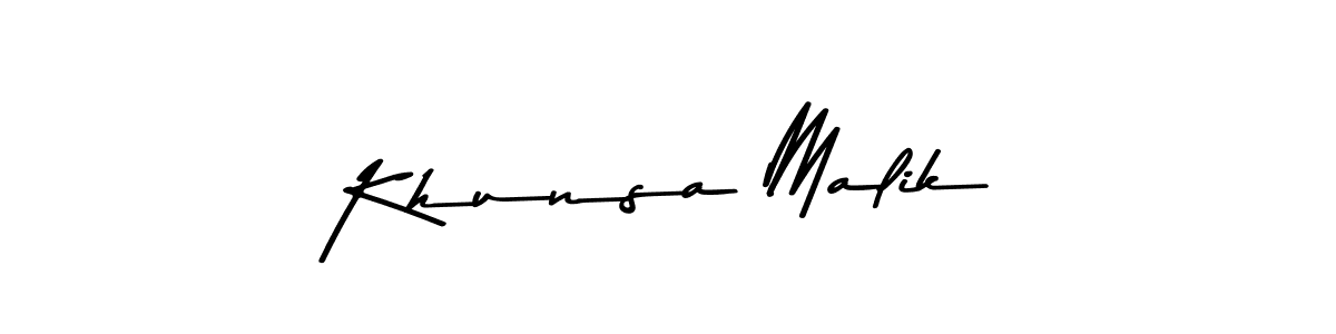 Design your own signature with our free online signature maker. With this signature software, you can create a handwritten (Asem Kandis PERSONAL USE) signature for name Khunsa Malik. Khunsa Malik signature style 9 images and pictures png