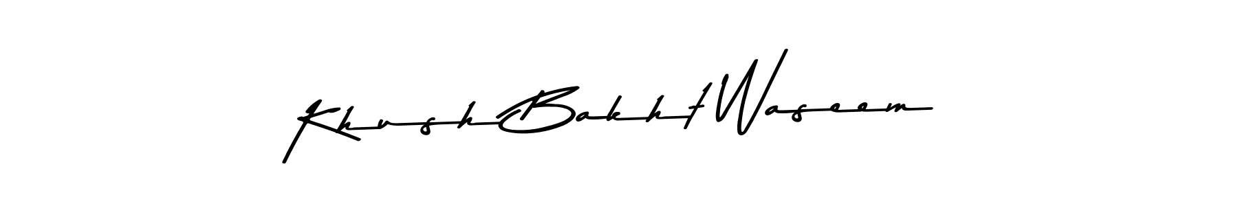 if you are searching for the best signature style for your name Khush Bakht Waseem. so please give up your signature search. here we have designed multiple signature styles  using Asem Kandis PERSONAL USE. Khush Bakht Waseem signature style 9 images and pictures png