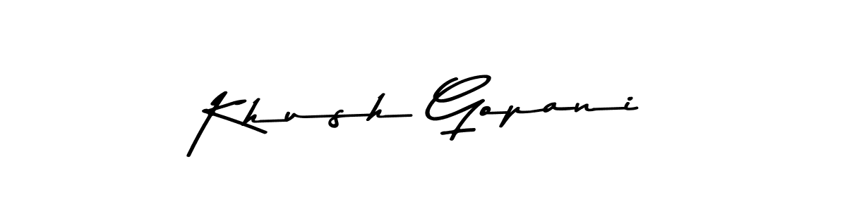 How to make Khush Gopani name signature. Use Asem Kandis PERSONAL USE style for creating short signs online. This is the latest handwritten sign. Khush Gopani signature style 9 images and pictures png