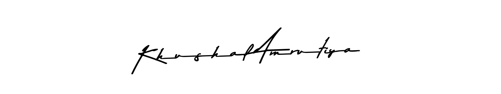 The best way (Asem Kandis PERSONAL USE) to make a short signature is to pick only two or three words in your name. The name Khushal Amrutiya include a total of six letters. For converting this name. Khushal Amrutiya signature style 9 images and pictures png