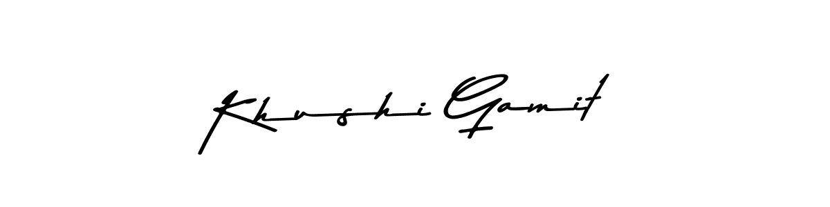 Make a beautiful signature design for name Khushi Gamit. With this signature (Asem Kandis PERSONAL USE) style, you can create a handwritten signature for free. Khushi Gamit signature style 9 images and pictures png