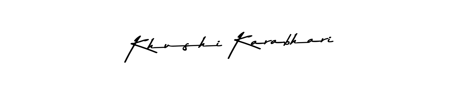The best way (Asem Kandis PERSONAL USE) to make a short signature is to pick only two or three words in your name. The name Khushi Karabhari include a total of six letters. For converting this name. Khushi Karabhari signature style 9 images and pictures png