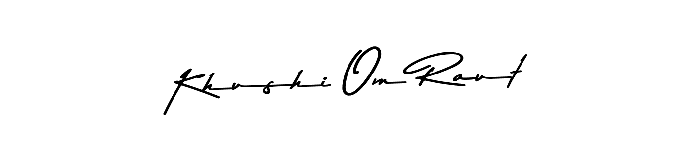 The best way (Asem Kandis PERSONAL USE) to make a short signature is to pick only two or three words in your name. The name Khushi Om Raut include a total of six letters. For converting this name. Khushi Om Raut signature style 9 images and pictures png