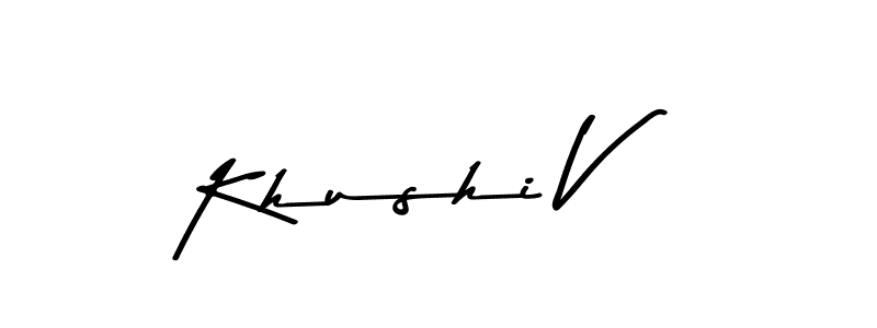 Create a beautiful signature design for name Khushi V. With this signature (Asem Kandis PERSONAL USE) fonts, you can make a handwritten signature for free. Khushi V signature style 9 images and pictures png