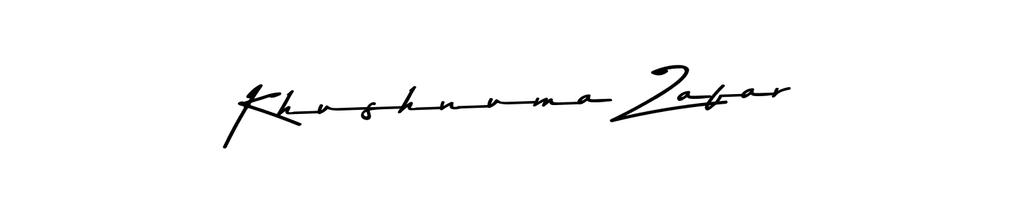 How to make Khushnuma Zafar name signature. Use Asem Kandis PERSONAL USE style for creating short signs online. This is the latest handwritten sign. Khushnuma Zafar signature style 9 images and pictures png
