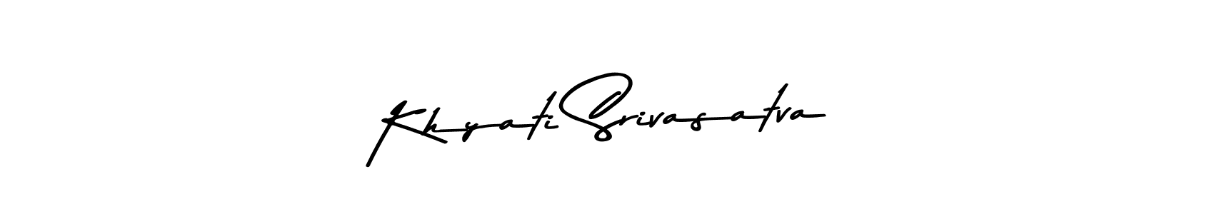 if you are searching for the best signature style for your name Khyati Srivasatva. so please give up your signature search. here we have designed multiple signature styles  using Asem Kandis PERSONAL USE. Khyati Srivasatva signature style 9 images and pictures png