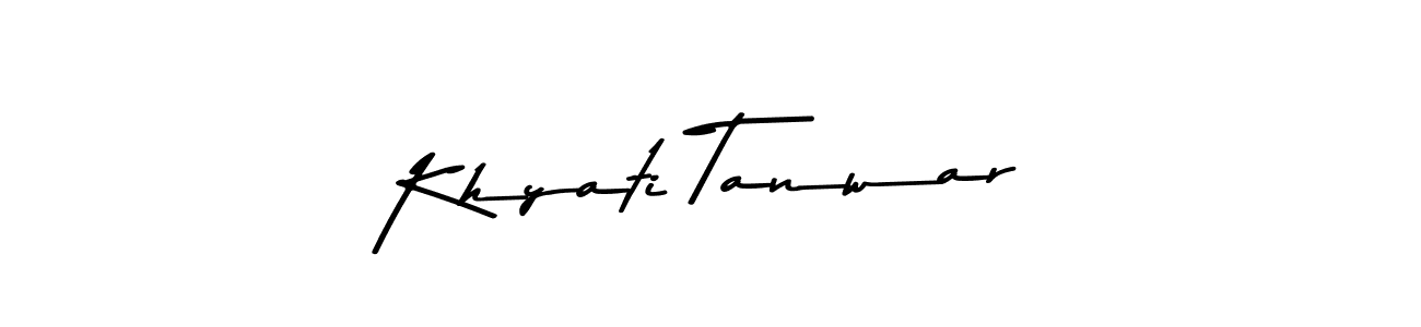 How to make Khyati Tanwar name signature. Use Asem Kandis PERSONAL USE style for creating short signs online. This is the latest handwritten sign. Khyati Tanwar signature style 9 images and pictures png