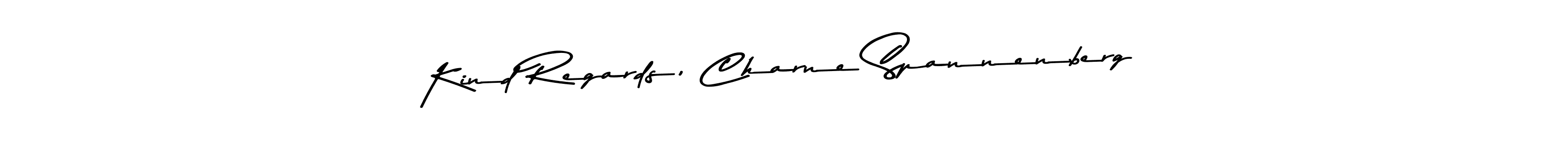 Create a beautiful signature design for name Kind Regards, Charne Spannenberg. With this signature (Asem Kandis PERSONAL USE) fonts, you can make a handwritten signature for free. Kind Regards, Charne Spannenberg signature style 9 images and pictures png