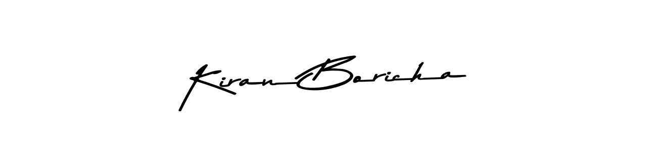 Make a beautiful signature design for name Kiran Boricha. With this signature (Asem Kandis PERSONAL USE) style, you can create a handwritten signature for free. Kiran Boricha signature style 9 images and pictures png