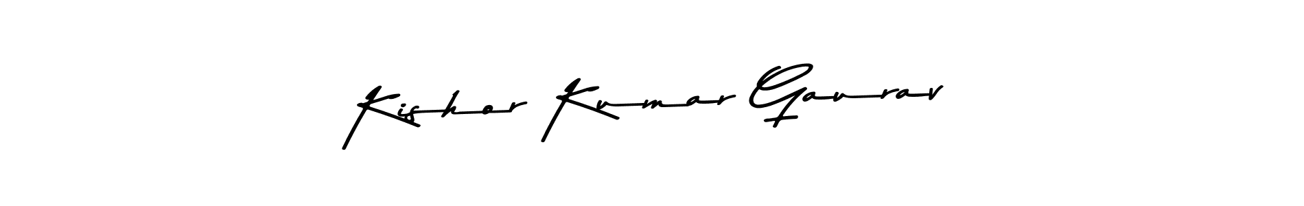 How to make Kishor Kumar Gaurav name signature. Use Asem Kandis PERSONAL USE style for creating short signs online. This is the latest handwritten sign. Kishor Kumar Gaurav signature style 9 images and pictures png